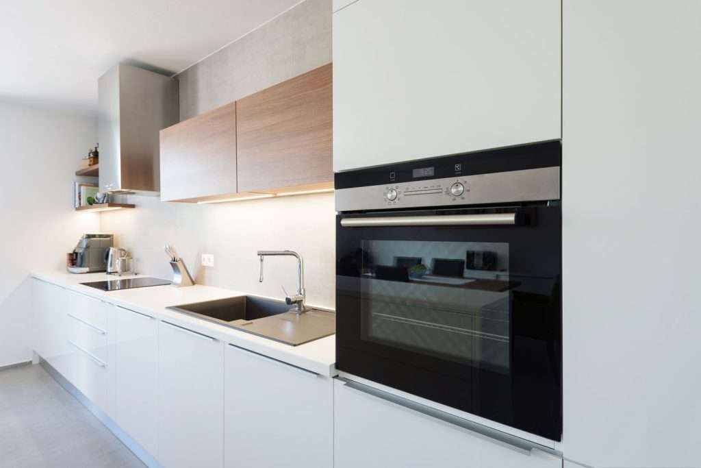 Modern kitchen interior with with built-in appliances